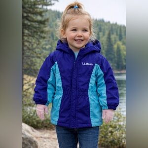 L.L.Bean Toddler Jacket 2T Hooded Winter Puffer Colorblock GUC
